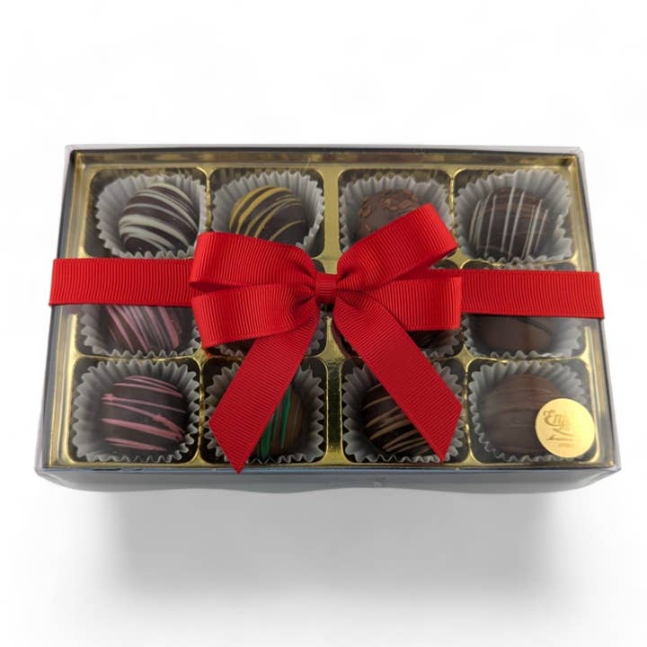 Enjou Chocolat - Wholesale Chocolate Box - 12 Piece Truffle Box (Clear Lid)