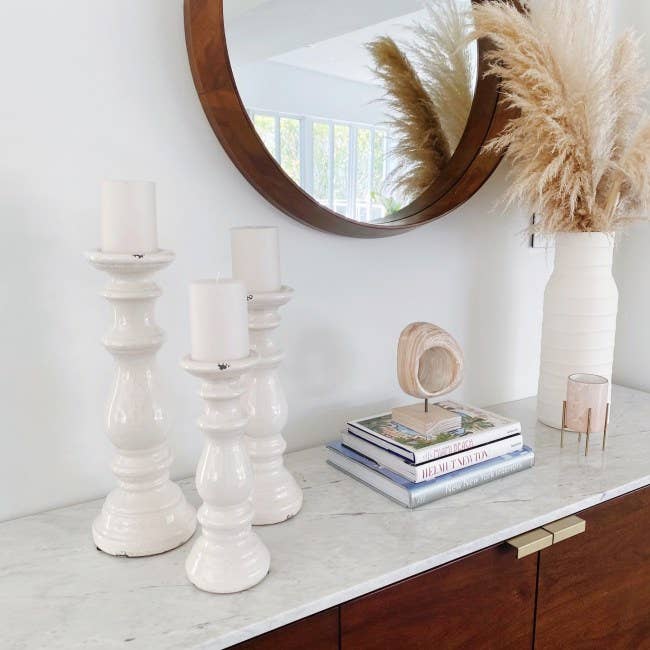 Antik vit keramisk ljusstake för wholesale av theHOMEmind