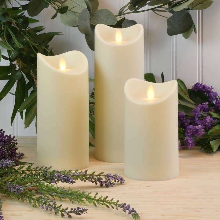 LumaBase - Wholesale Flameless Candle - Battery Operated LED Candles With Moving Flame - Set of 3