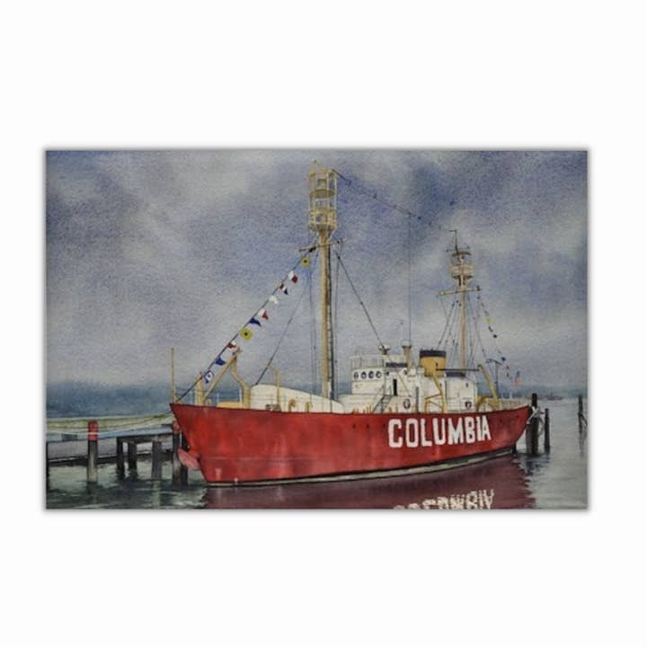 Astoria Oregon US Lightship Columbia Magnet, OR Landmark Art for wholesale by CMarie Northwest