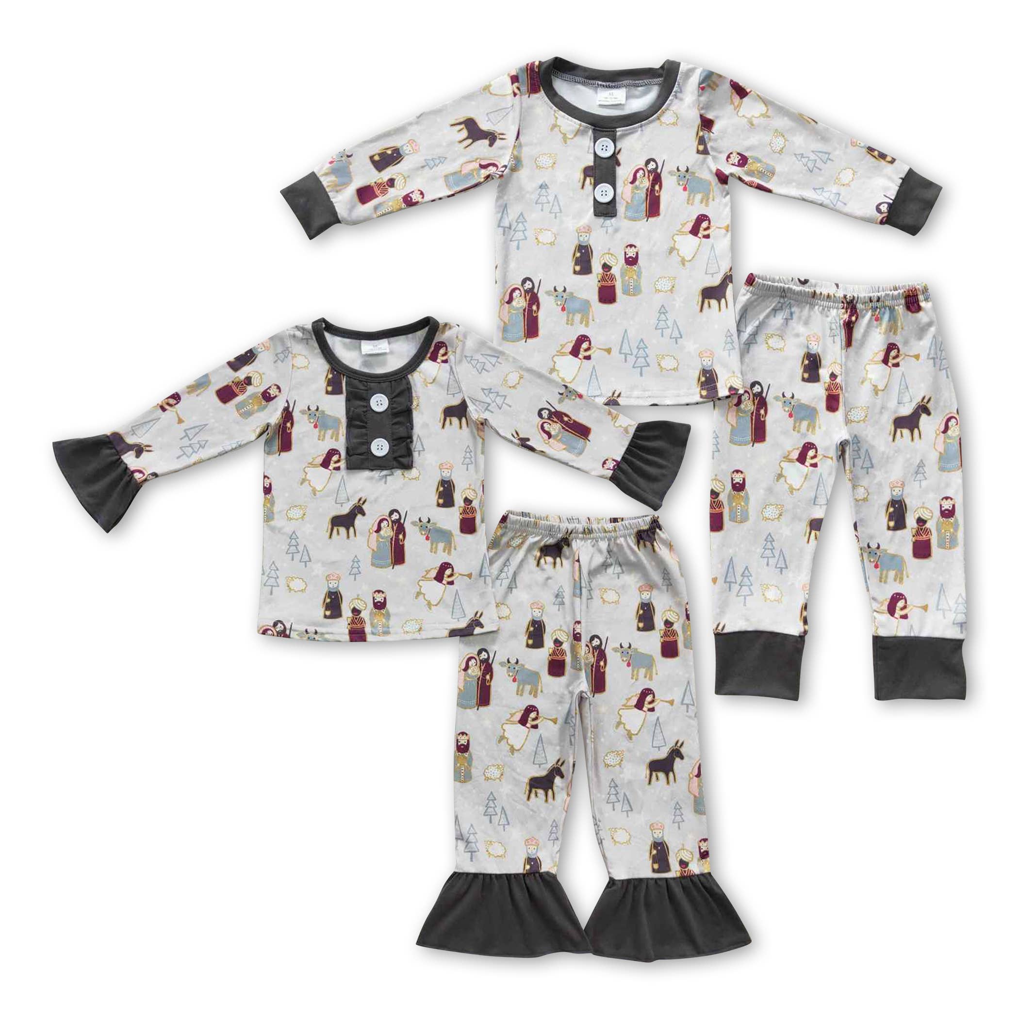 Yawoo Garments - Wholesale Sleepwear Set - Kids - Nativity girls boys Christmas sleepwear set2