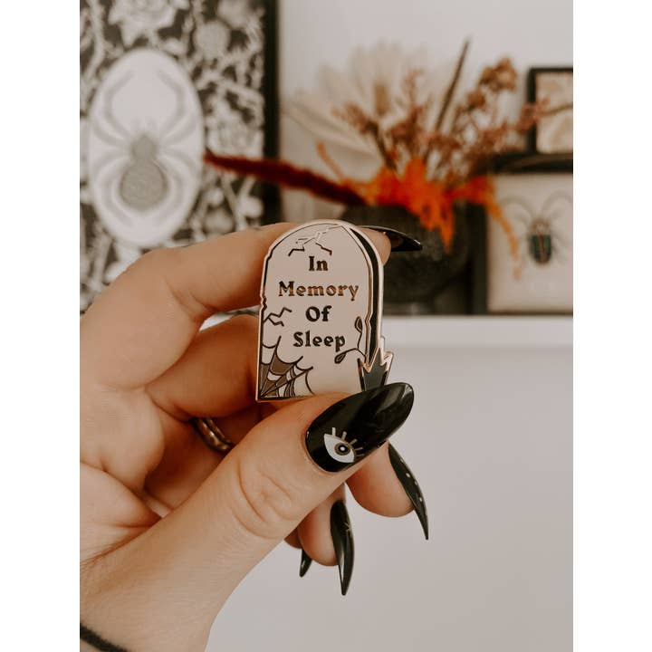 Betty Ratbag – wholesale Lapel pin/button – In Memory Of Sleep Enamel Pin1