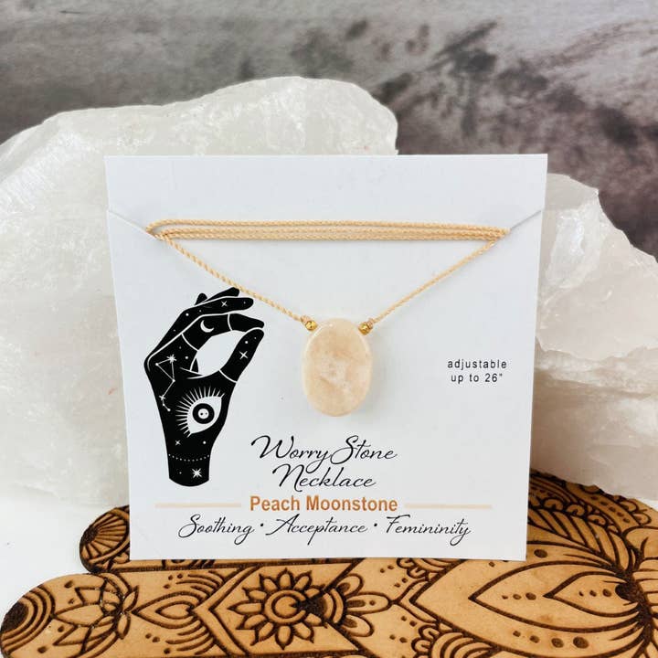 Rock Paradise - Wholesale Pendant/charm necklace - Worry Stone Necklace on Cord - Crystal Thumb Stone - Adjusta10