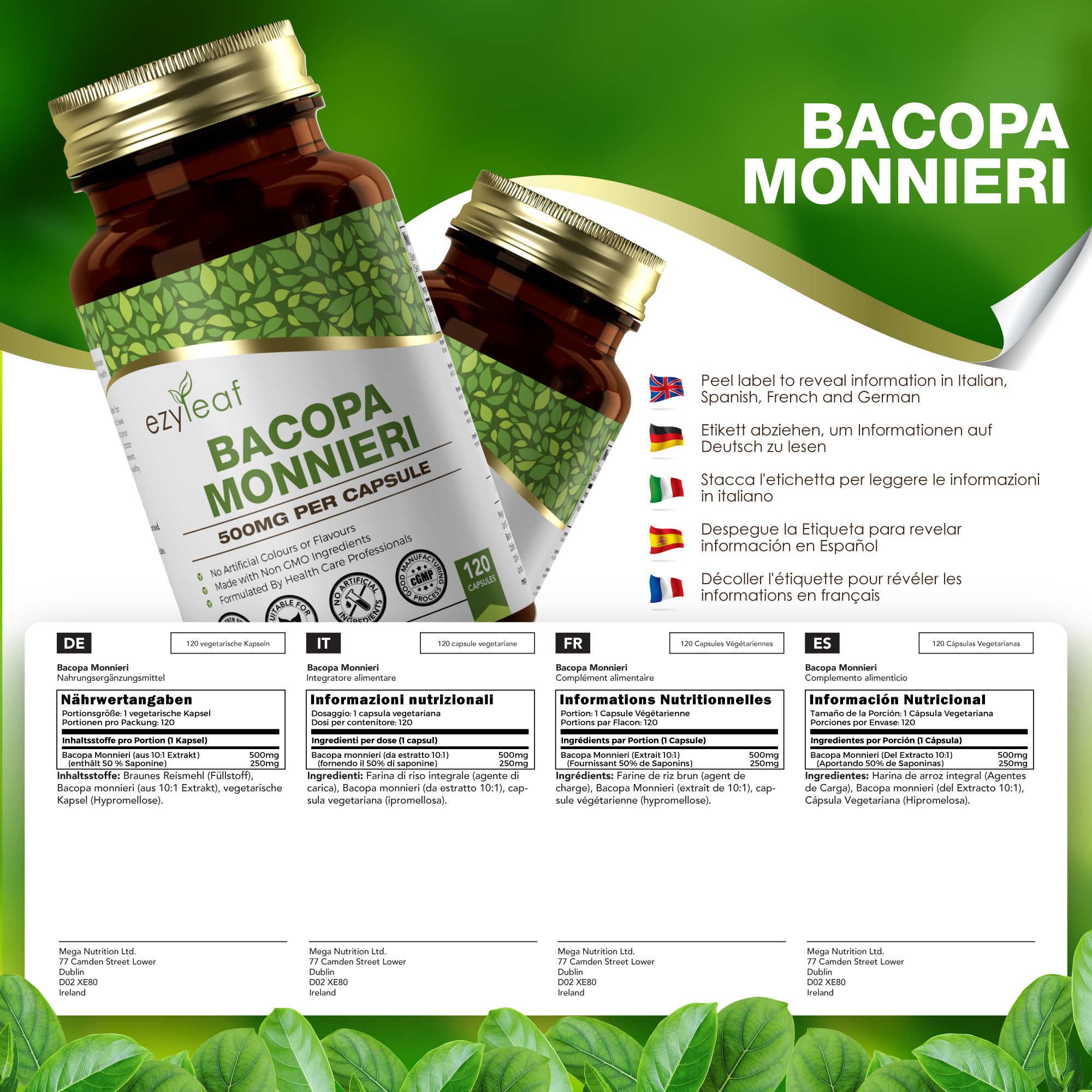Focus Supplements – wholesale Oral supplement/vitamin – Bacopa Monnieri (500mg) 120 Capsules2