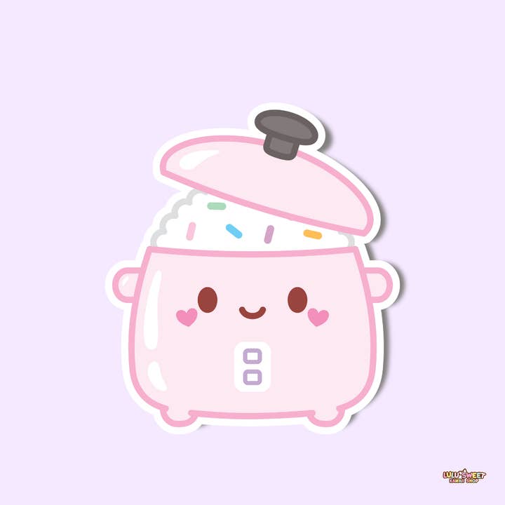 Paper and Sprinkles - Wholesale Sticker - Pink Rice Cooker Kawaii Vinyl Die Cut Sticker