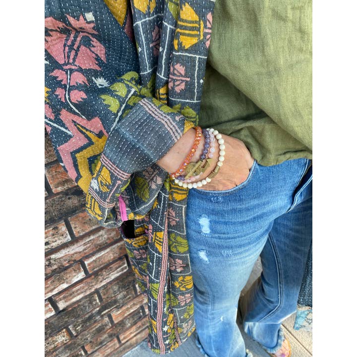 Seeds - Wholesale Jacket - Women's - Kantha Jacket | Refurbished Cotton Kanthas Pockets One Size