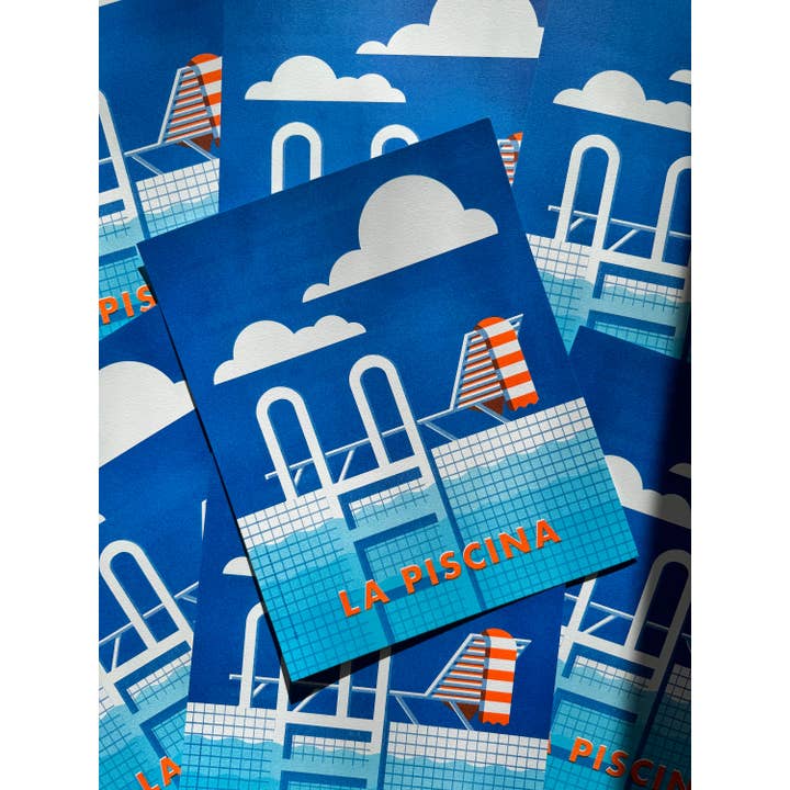 Retro Zwembad Risograph ā Mid-Century Modern Decor voor wholesale door SLY EYE