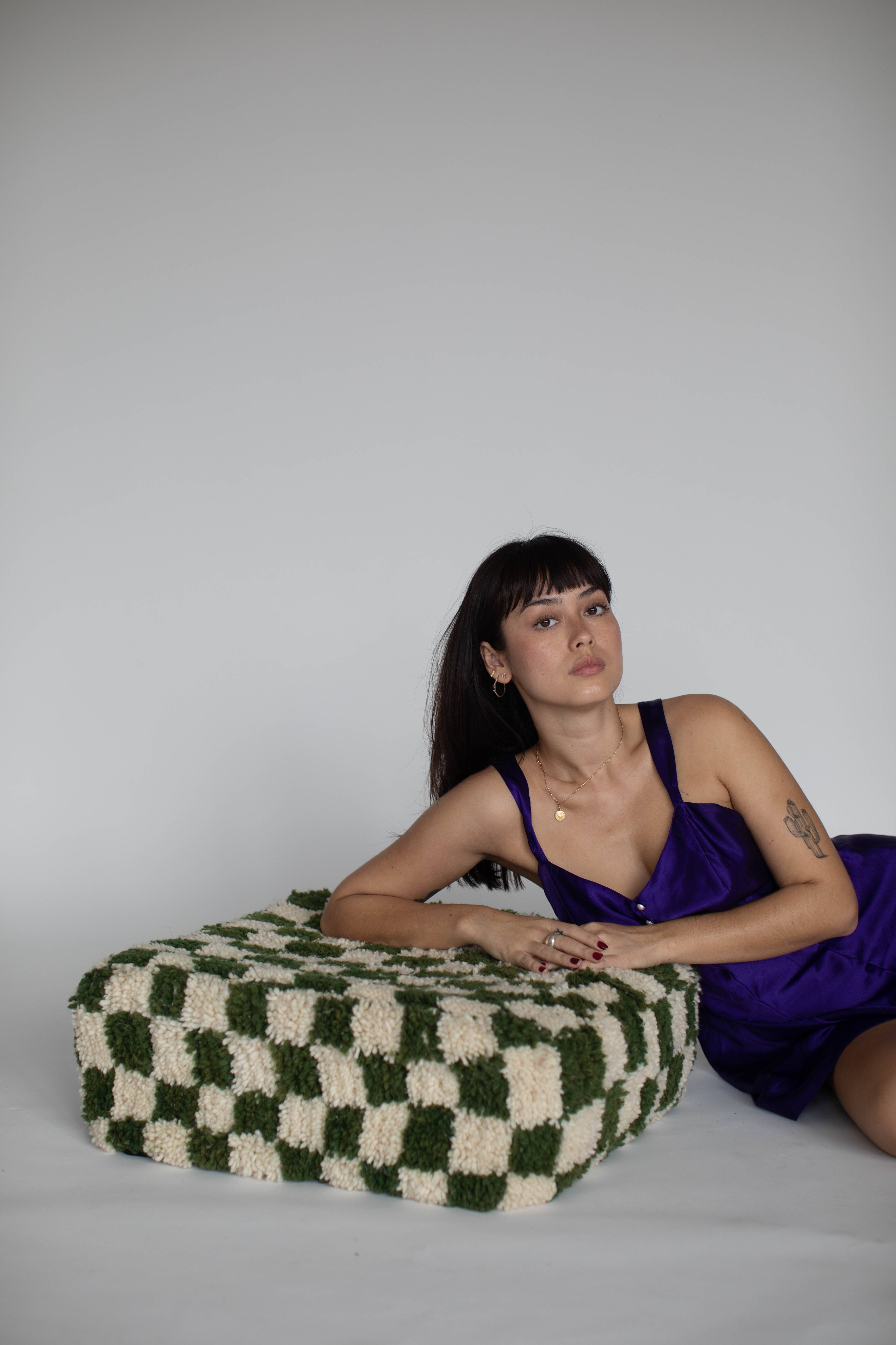 Voyage - Venta al por mayor Puf - Puf otomano marroquí cuadriculado hecho a mano27