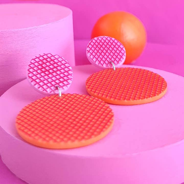 Ohrringe JETZT - Rosa & Orange für den Großhandel von Atelier Curva