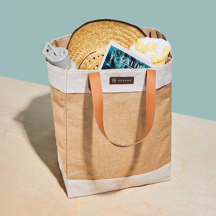 Out of the Woods® by KeepCool Bags - Wholesale Tote Bag - Women's - Jute Tall Tote, Reusable Bag, Cream White - SMALL CASE PACKS0