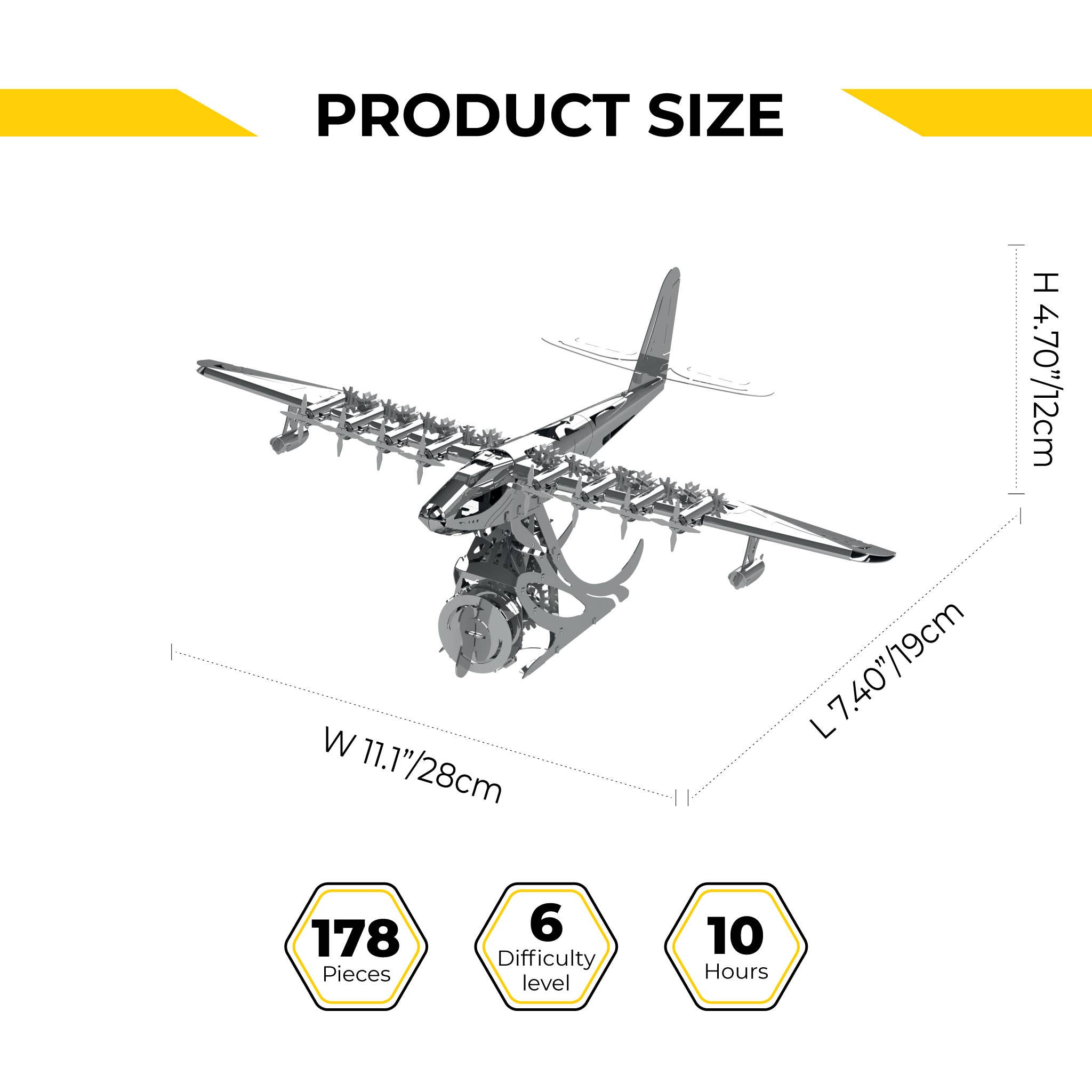 METAL-TIME INC. - Wholesale DIY Craft Kit - SPRUCE GOOSE HUGHES H-4 HERCULES  mechanical airplane kit7