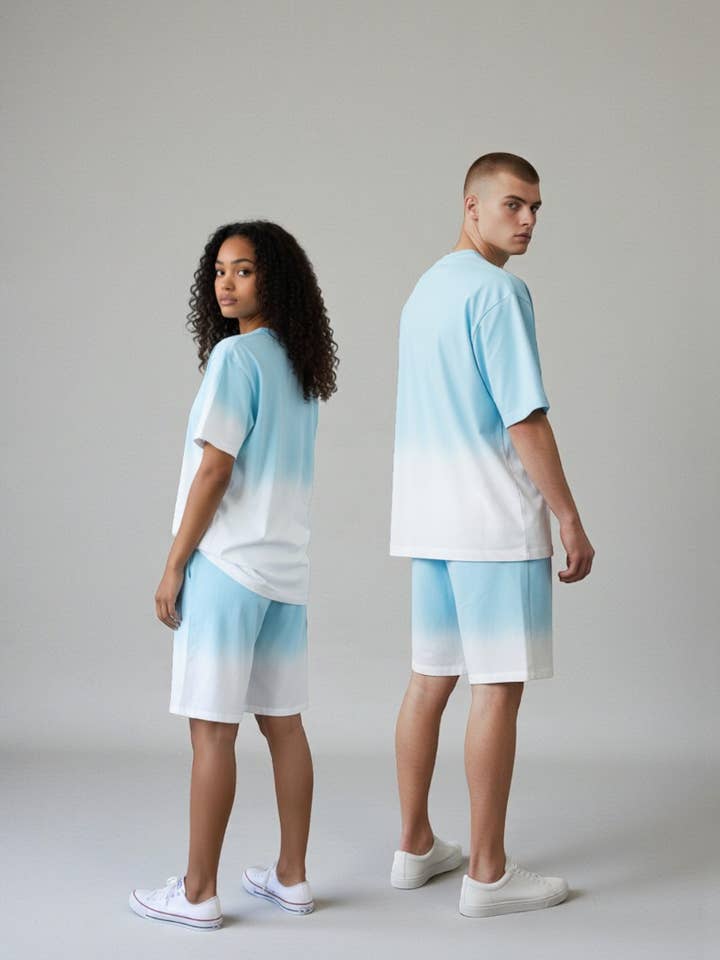 2541R Unisex Gradient Lounge Set - T-Shirt & Shorts for wholesale by H&H Fashion Inc.