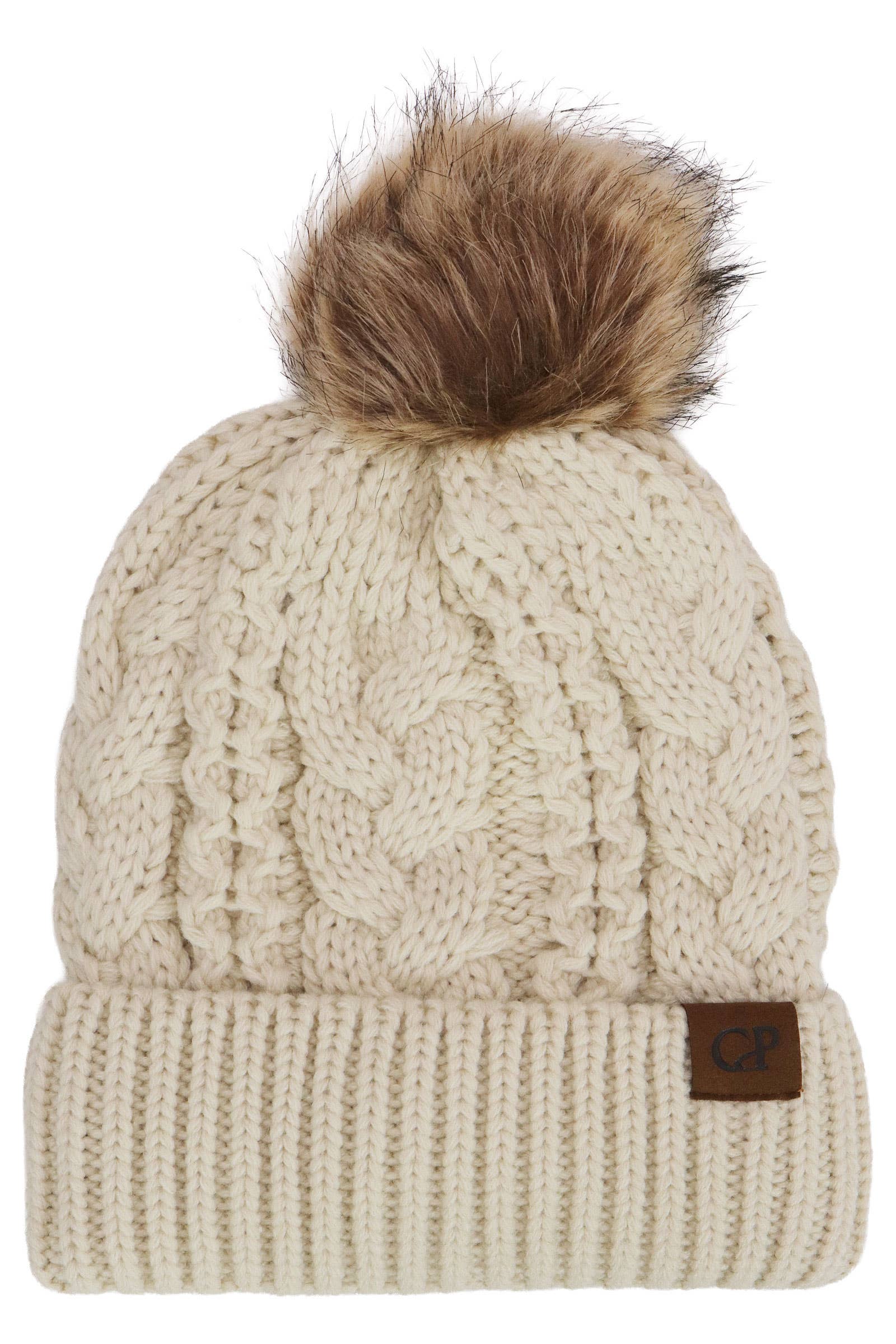 SORTIERT Spiralkabel Gestrickte Zottelige Kunstpelz-Bommelmütze für den Großhandel auf Faire8