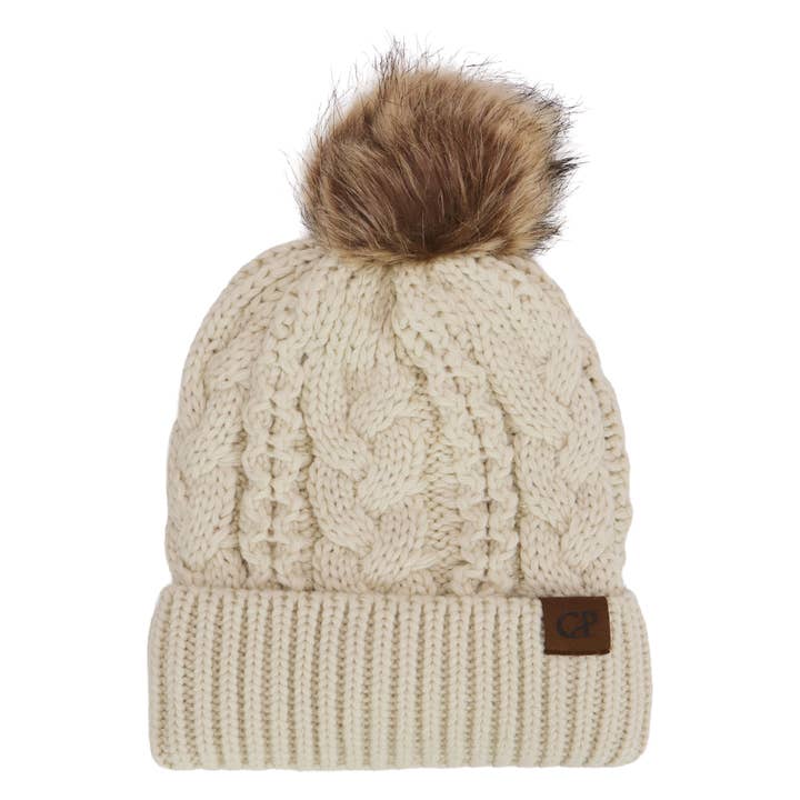 SORTIERT Spiralkabel Gestrickte Zottelige Kunstpelz-Bommelmütze für den Großhandel auf Faire8