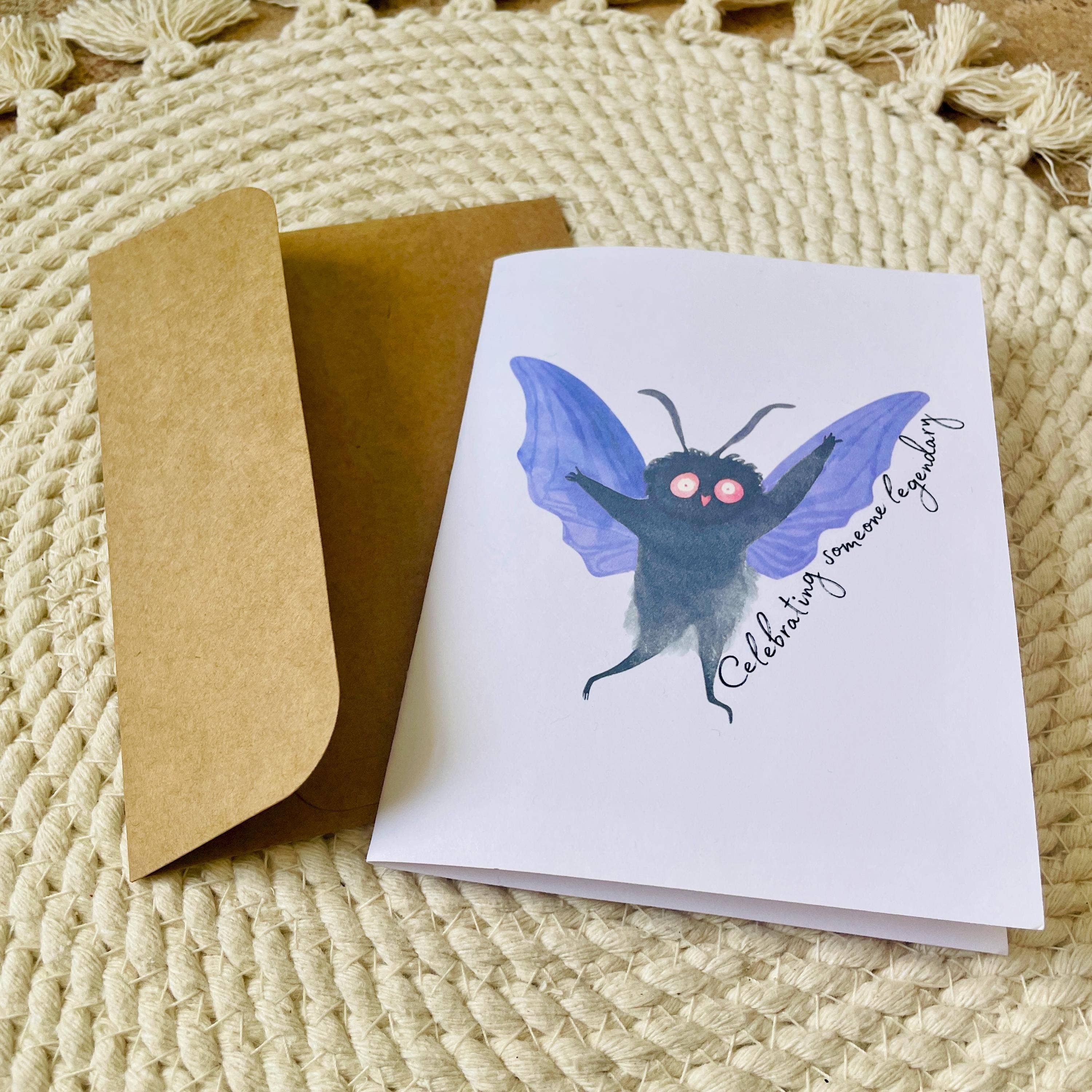 Cryptic Paper Co. - Wholesale Everyday Greeting Card - Cute Mothman Fairy Cryptid Card For Birthday or Celebration 5