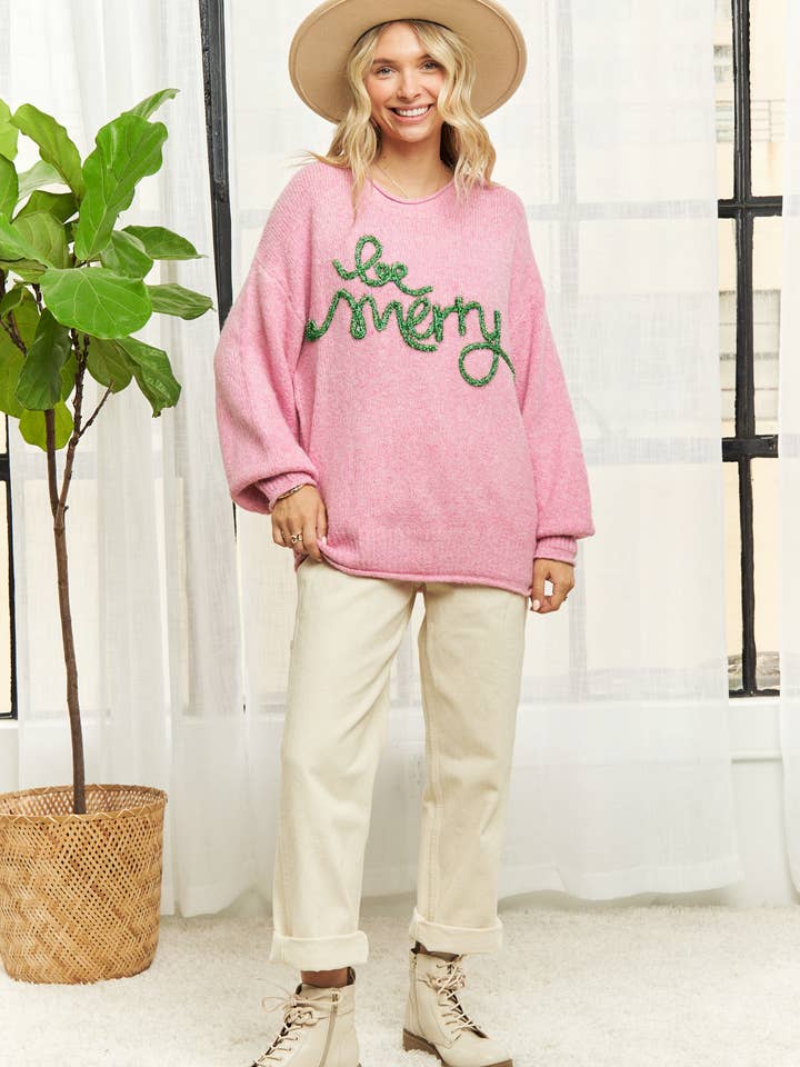 Madelyn - Wholesale Knit Sweater - Women's - LESW3439 - X-MAS DECOR ACCENT SWEATER TOP5