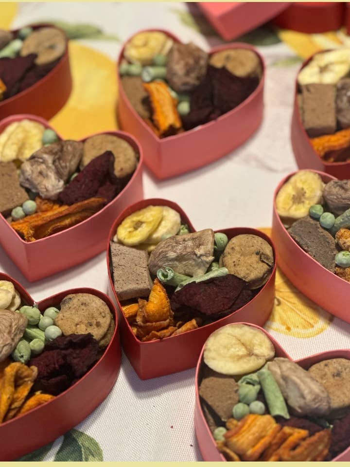 Dog charcuterie hearts for wholesale by Limoncello and Co Dog Charcuterie