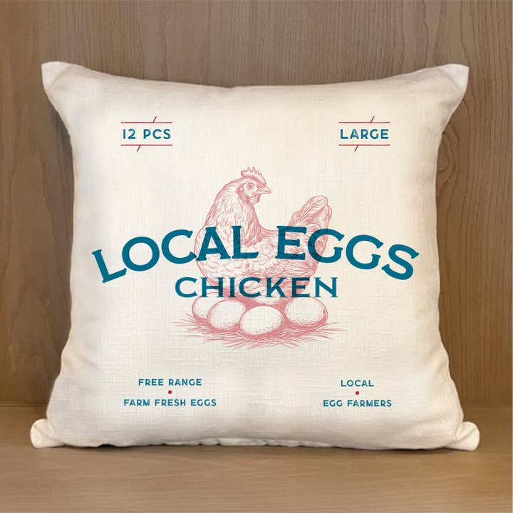 Second Nature by Hand - Wholesale Throw Pillow Cover - Local Eggs Chicken // Natural Pillow Shell