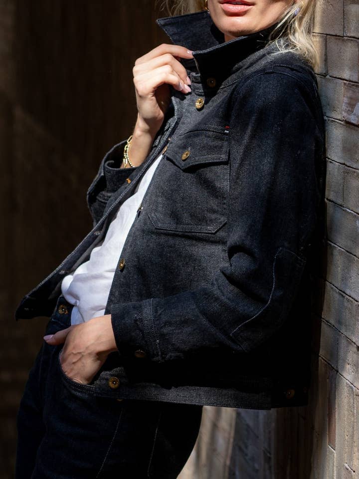 Black Stone Artcher Jacket | 14oz Broken Twill Denim for wholesale on Faire2