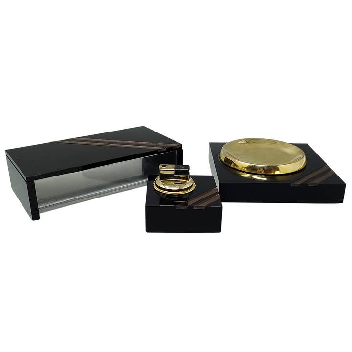 1970s Gorgeous Hollywood Regency Smoking Set. Made in Italy for wholesale by MadInteriorArt