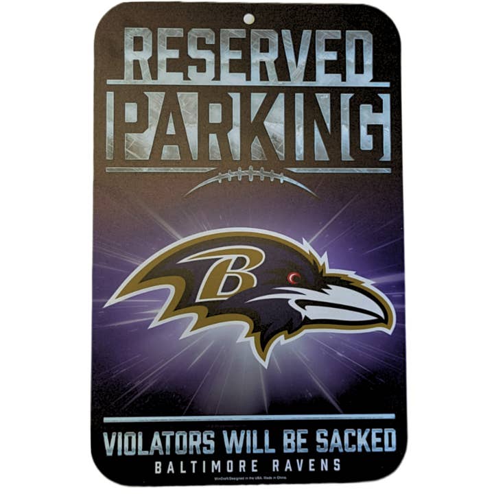 NFL Baltimore Ravens reserveret parkeringsskilt, 11" x 17" for engroshandel hos Majestic Sports