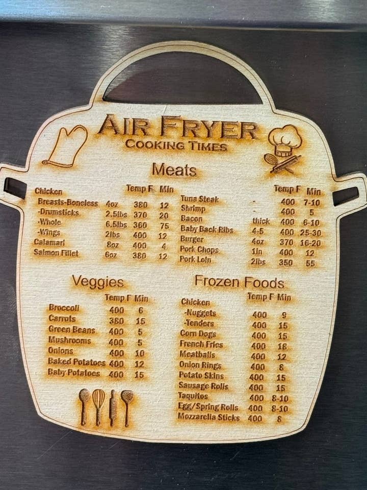 Aimant des temps de cuisson pour friteuse à air pour la vente par The Mas Boutique