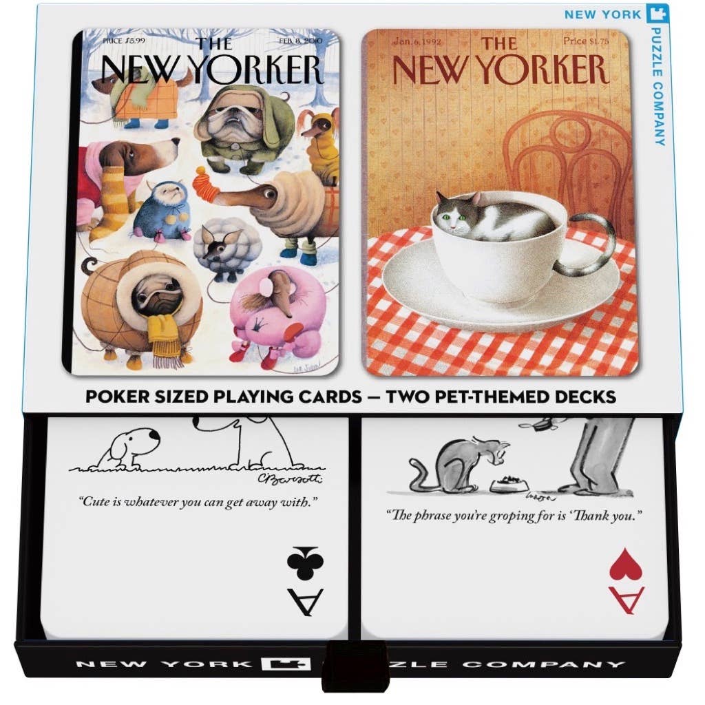 New York Puzzle Company - Wholesale Playing Cards - Dog and Cat Cartoons Double Deck Playing Cards 2 Standard Decks0