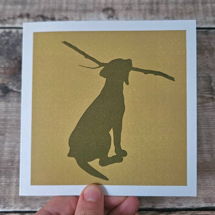 Fetch- Single Square Greetings Card for wholesale by Flotsam Prints