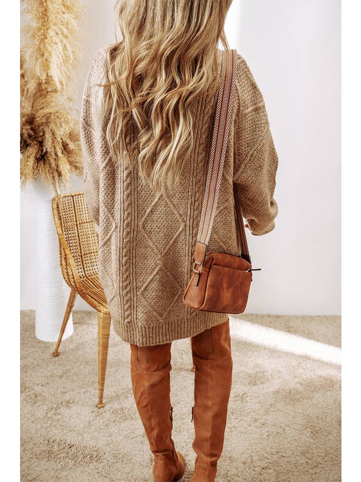 Aapparella - Wholesale Dress - Women's - Grace Cable Knit Loose Fit Knit Sweater Dress | S-3XL