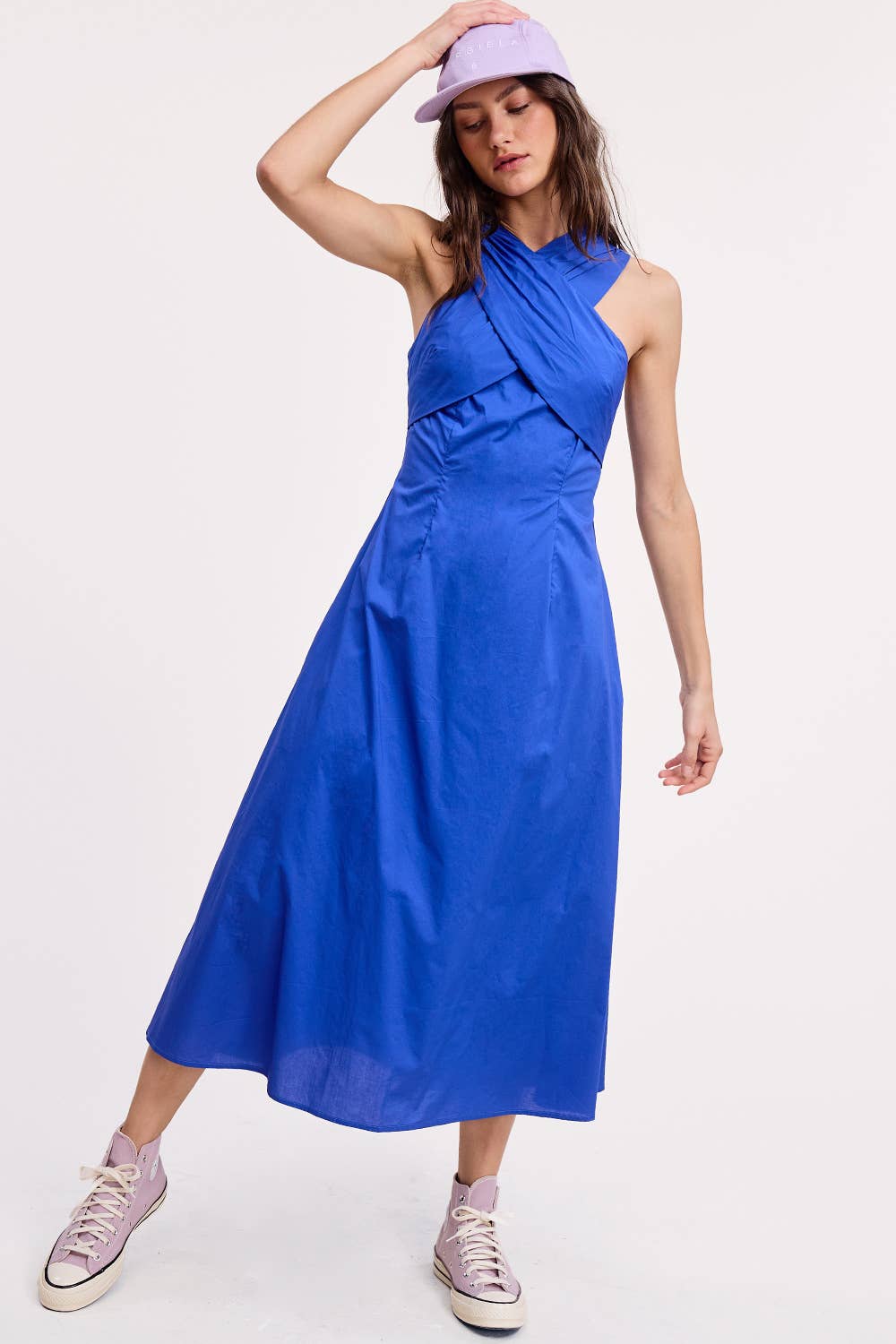 Ultramarine - Wholesale Dress - Women's - Halter Neck Solid Midi Dress2