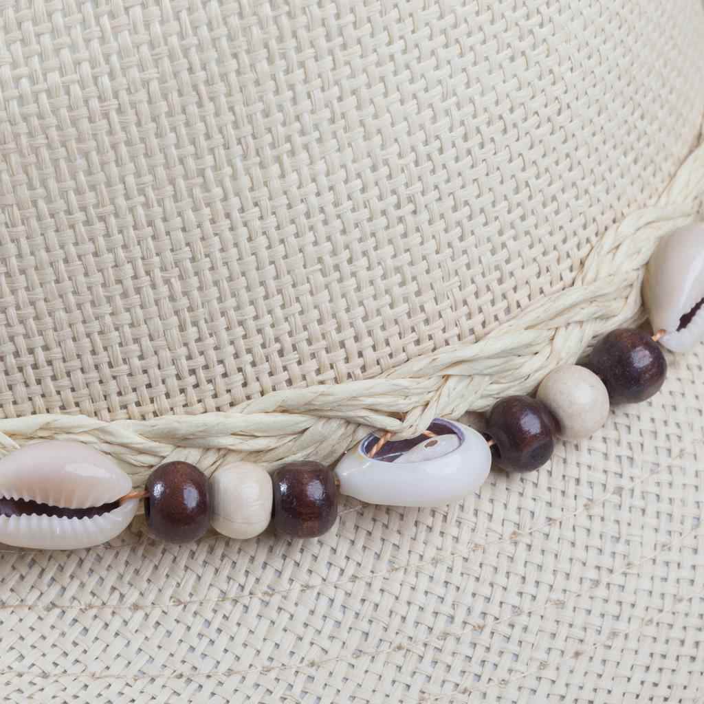 Creaciones Meng - Vendita all'ingrosso Cappello di paglia - Donna - Cappello fedora con dettaglio di conchiglie e perline2