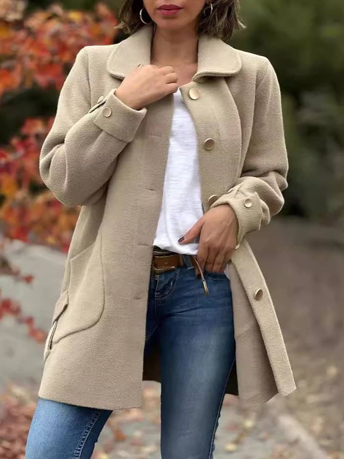 Cozy Button Front Wool Blend Coat with Lapel Collar and other Purchase Wholesale wool coat. Free Returns & Net 60 Terms on Faire trending on Faire.