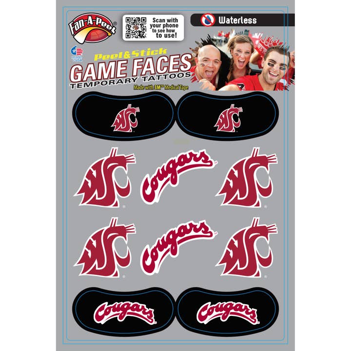 Tijdelijke tatoeages van Game Faces® in de staat Washington voor wholesale door Fanapeel / Gamefaces