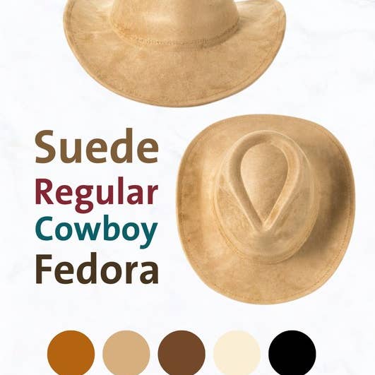 Suzie Q USA - Wholesale Fedora - Women's - Suede Regular Cowboy Fedora Hat