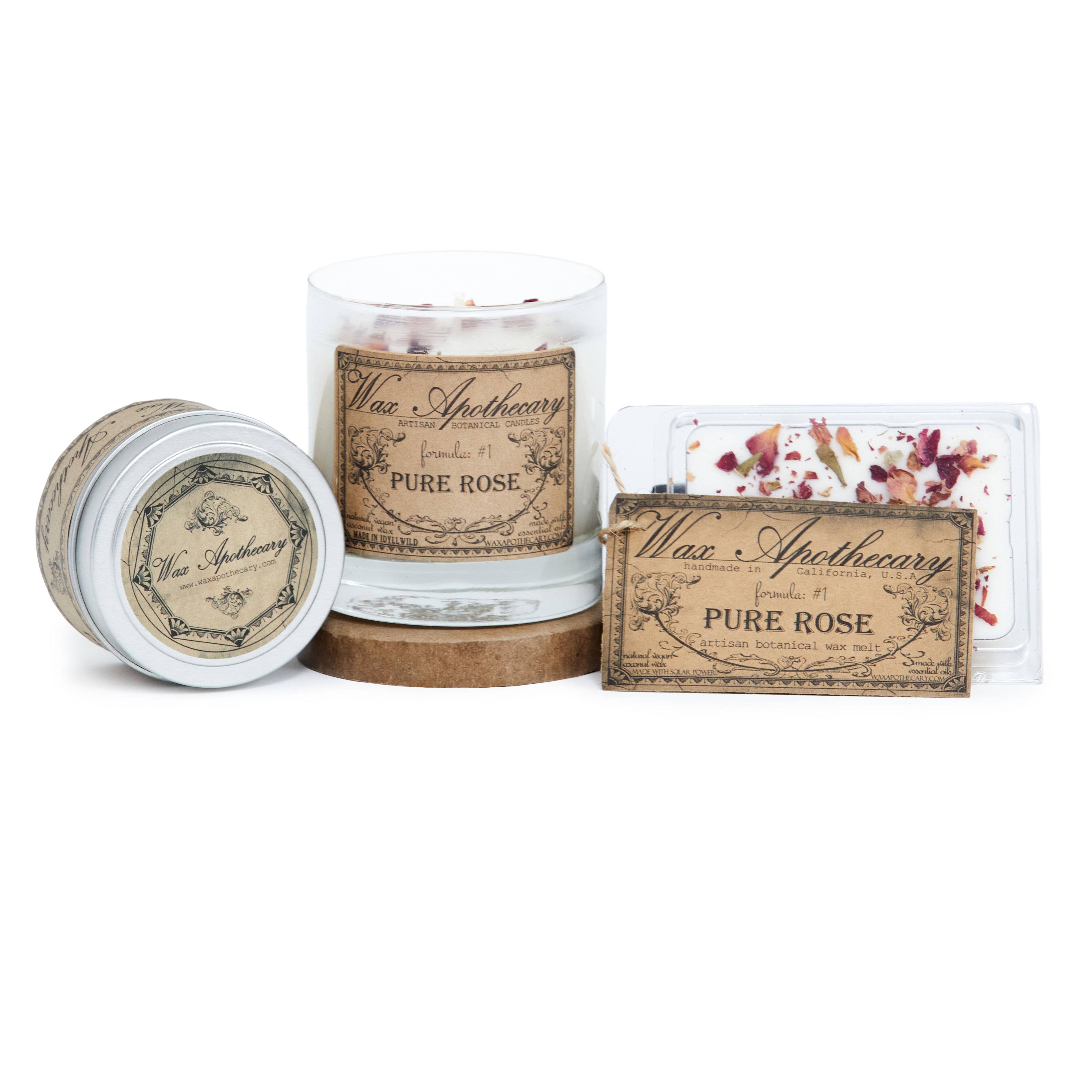 Wax Apothecary - Wholesale Jar/Filled Candle - Rose Botanical Candle in 7oz Scotch Glass6