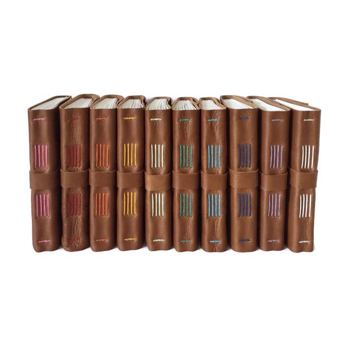 Dotted Leather Notebook- Golden - Choose Your Thread Color for wholesale by Absolutely EVO