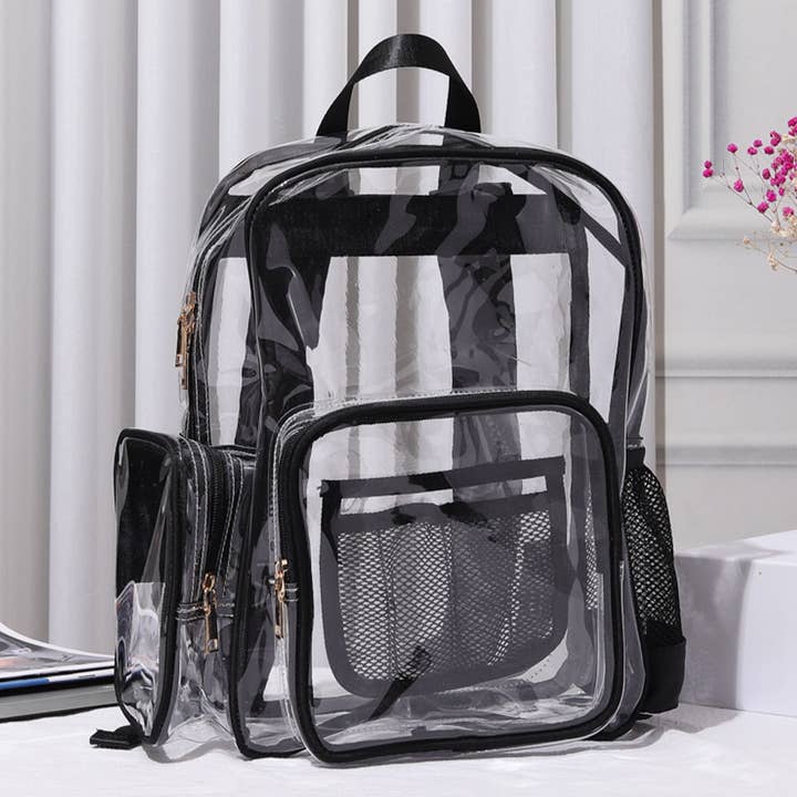 Sensibling Corp. - Wholesale Backpack - Women's - Clear Transparent Stadium-Approved School Backpack Bag