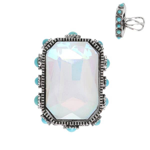 anbfashion – wholesale Cocktail/statement ring – WESTERN OCTAGON CUT CRYSTAL STRETCH RING R135023