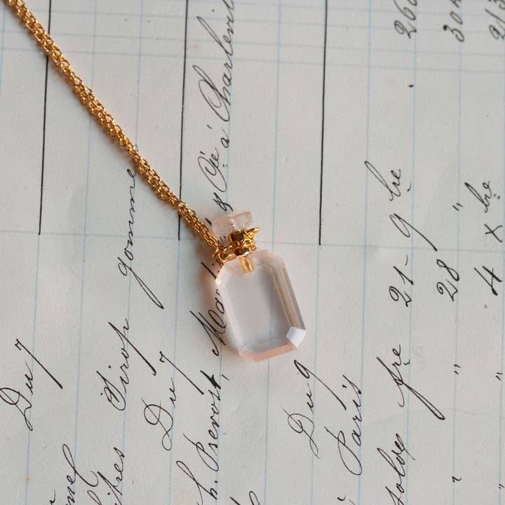 Rosa Quarz-Parfüm-Halskette für den Großhandel von Miss Bibi