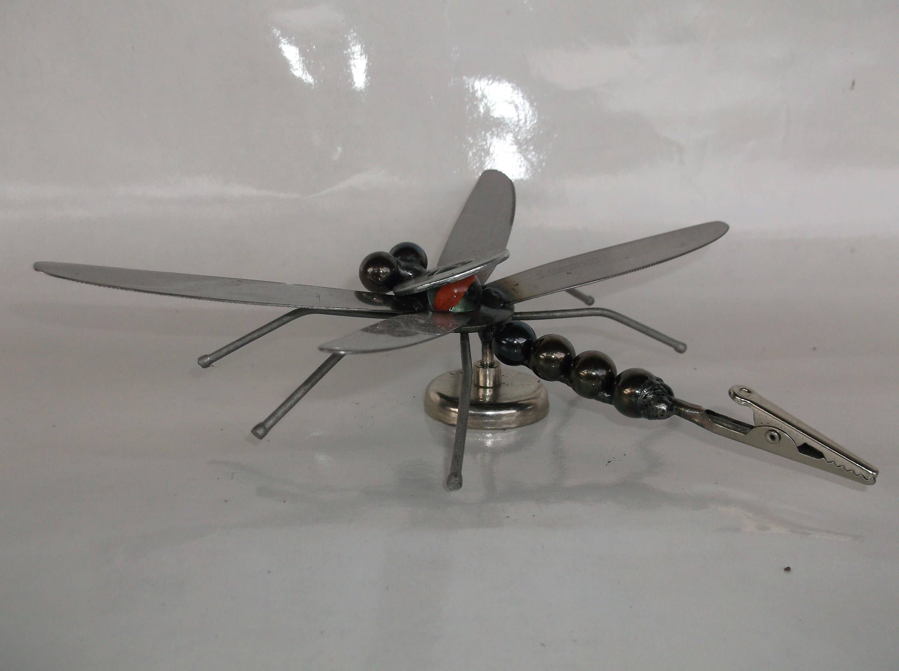 Creations Welded - Wholesale Sculpture - Orange Dragonfly Metal Sculpture, Garden Stake or magnet4
