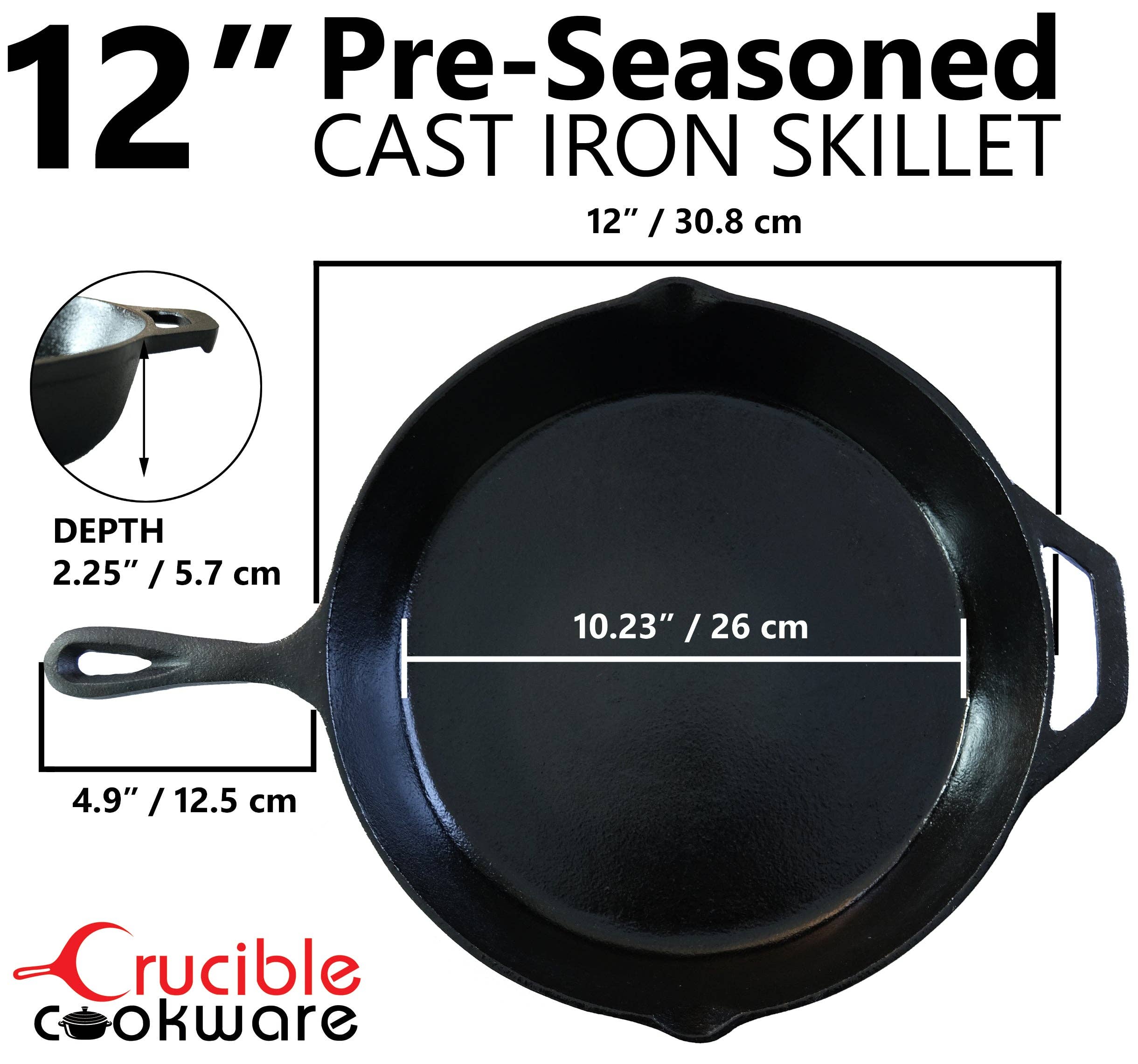 Crucible Cookware - Wholesale Cast Iron Skillet - Cast Iron Skillet Set 12-Inch (30,5 cm) & 10.25-Inch (26 cm)2