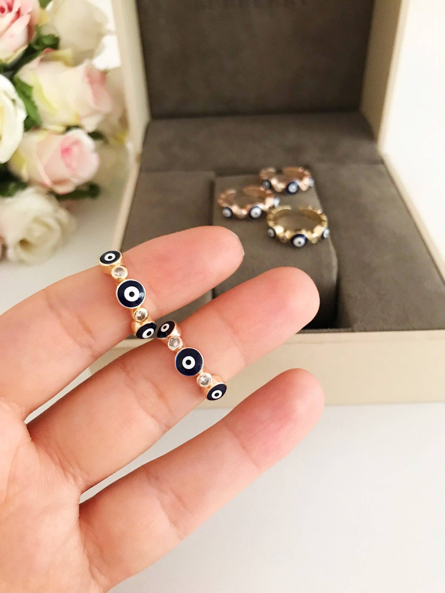 Evileyefavor - Wholesale Multi-Stone Ring - Greek Blue Evil Eye Ring6