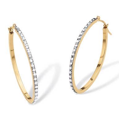 Diamond Accent Fascination Hoop Earrings in 14k Gold for wholesale by PalmBeach Jewelry