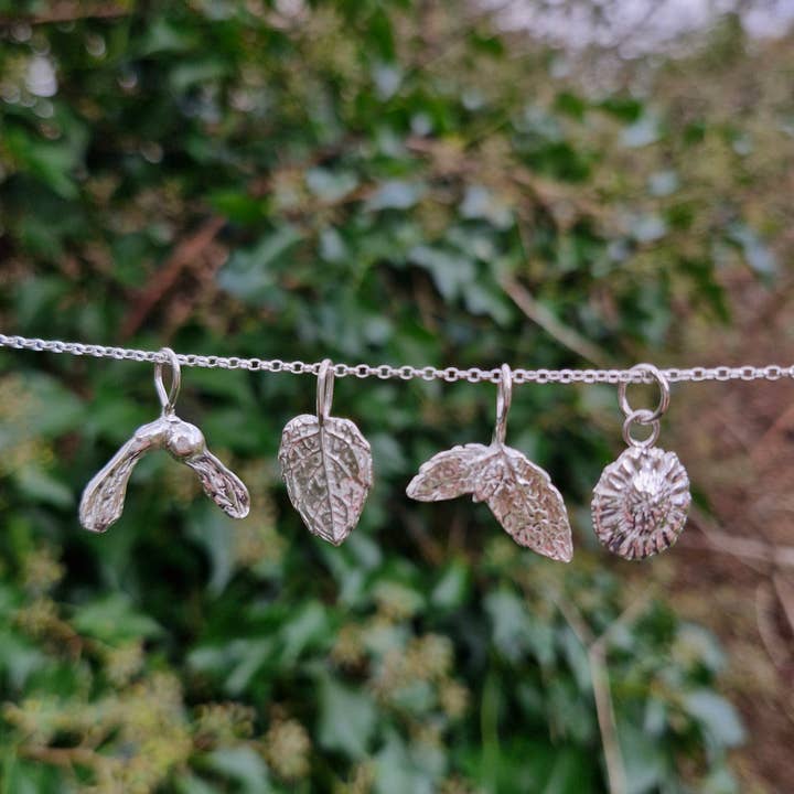 Leaf & Flower-Shaped Silver Pendant Charms - ONE CHARM for wholesale by Nature's Finds Studio