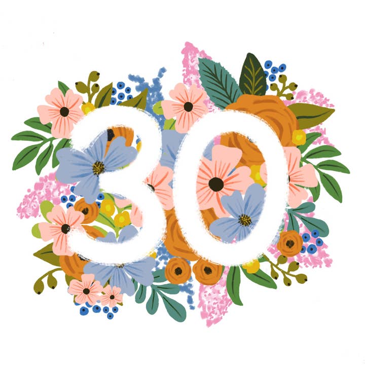 Lomond Paper Co - Wholesale Birthday Card - Colourful, Floral 30th Birthday Card5