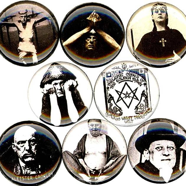 ALEISTER CROWLEY 1" Inch (25mm) Set 8 pins halloween witch for wholesale by Pinbax Express