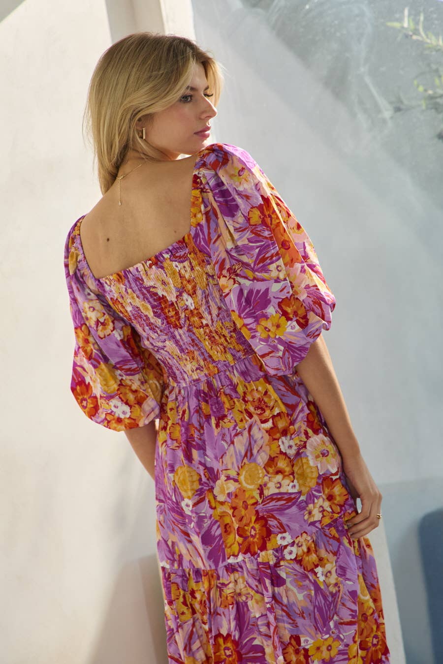 Oddi - Vendita all'ingrosso Vestito - Donna - Maxi abito stampato con manica corta a bolle12