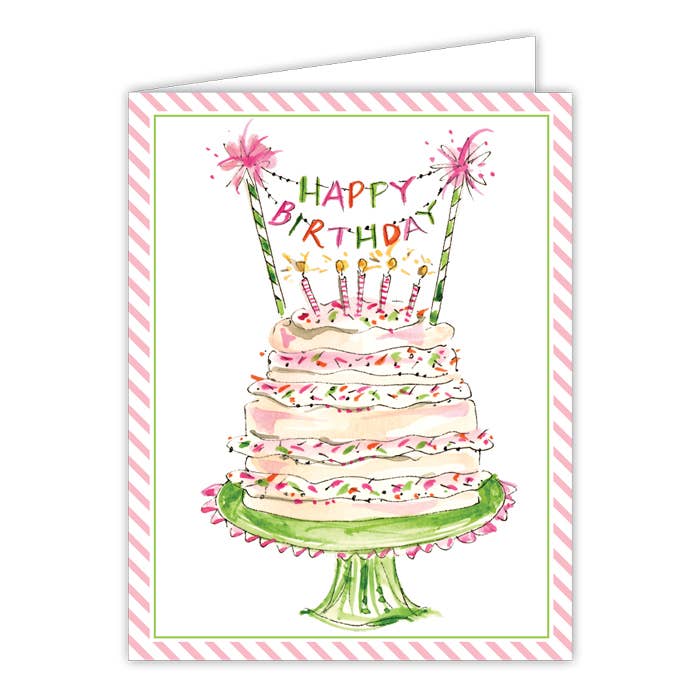 Geburtstags-Grußkarte mit Aufschrift „Happy Birthday“, rosa-grün für den Großhandel von RosanneBeck Collections