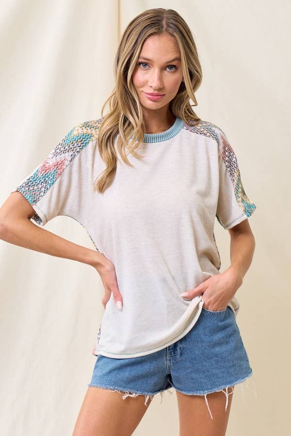 lovely melody - Wholesale T-Shirt - Women's - LMT3883-Lucianas aztect print top12