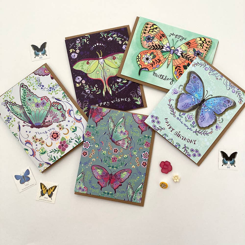 Cynla - Wholesale Thank You Card - Butterfly thank you card - butterflies flight flowers pretty5